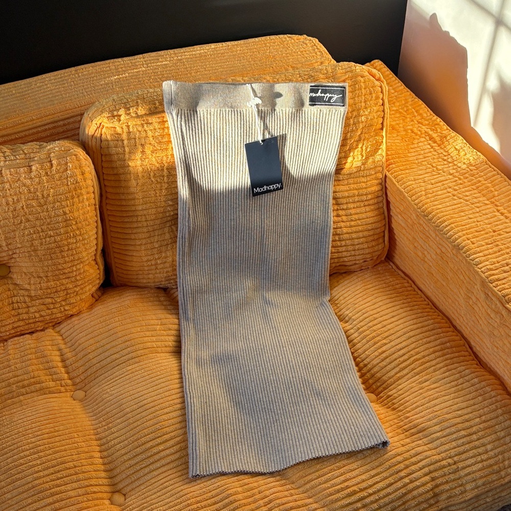 Madhappy Tan Ribbed Knit Skirt